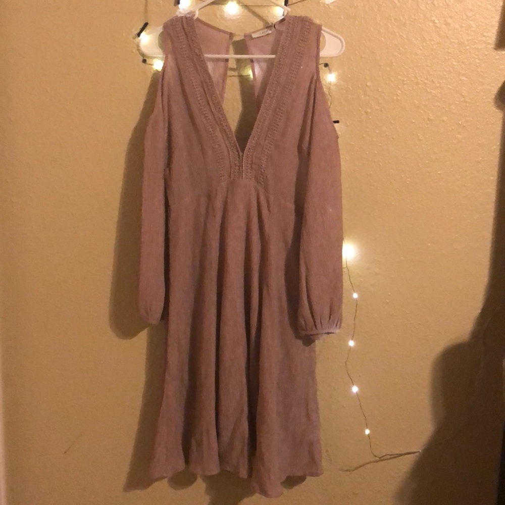 LUSH | Lavender Cold Shoulder Peasant Dress